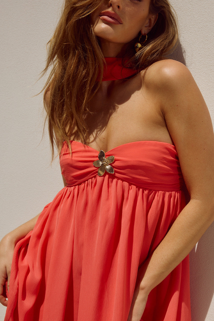 Haven Mini Dress - Coral