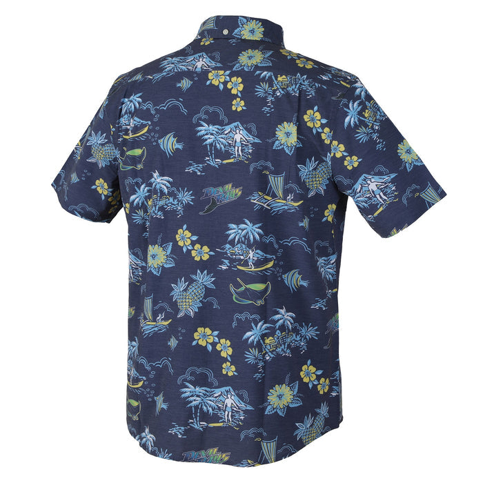 Rays Men's Reyn Spooner Navy Devil Rays Kekai Performance Button Up Polo
