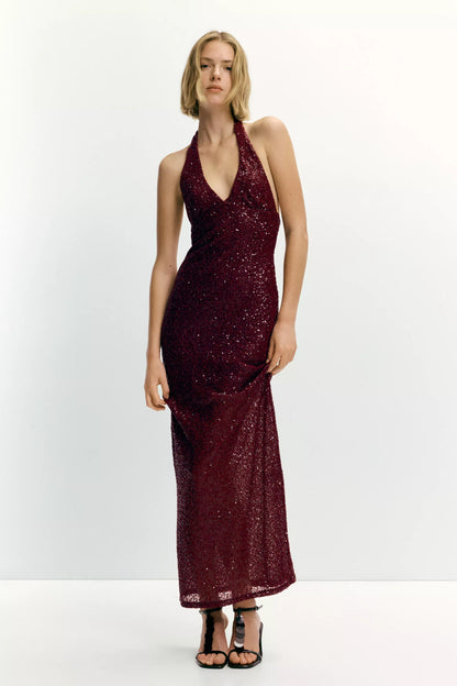 Elyra | Halter Sequin Dress