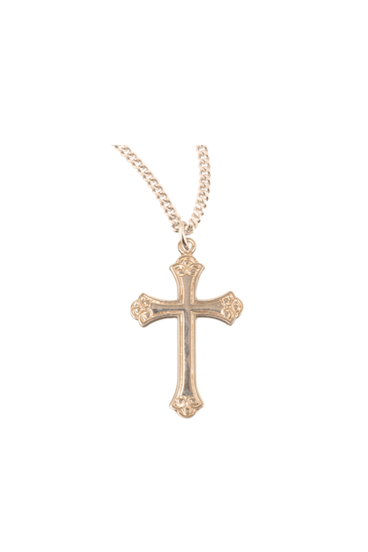 1.1" Gold Over Sterling Medium Fancy Cross