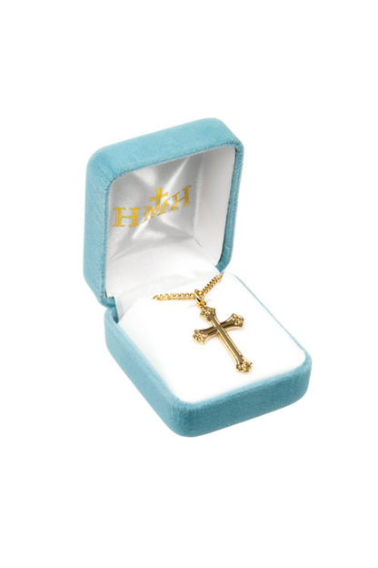 1.1" Gold Over Sterling Medium Fancy Cross