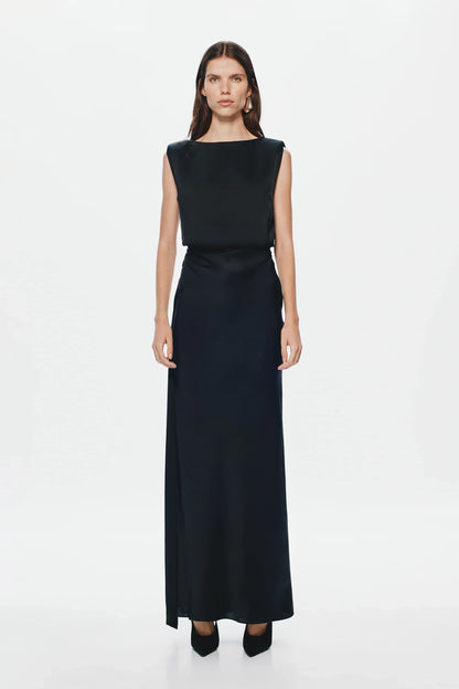 Misha Rocky Satin Dress - Black