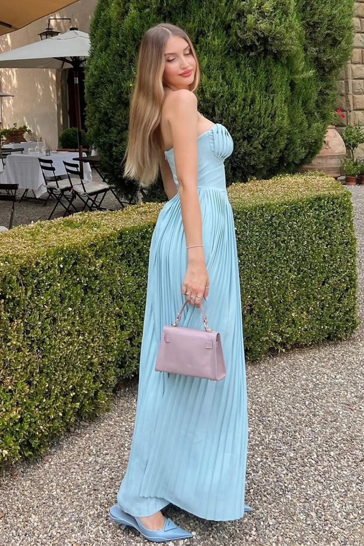 Serel – Strapless Maxi Dress with Shell Pleats