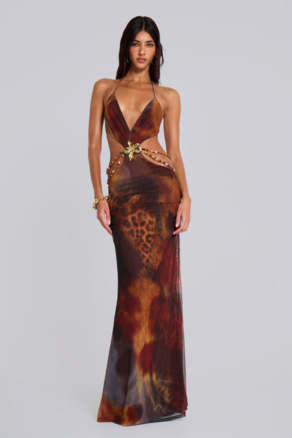 Livette - Backless Plunge Maxi Dress