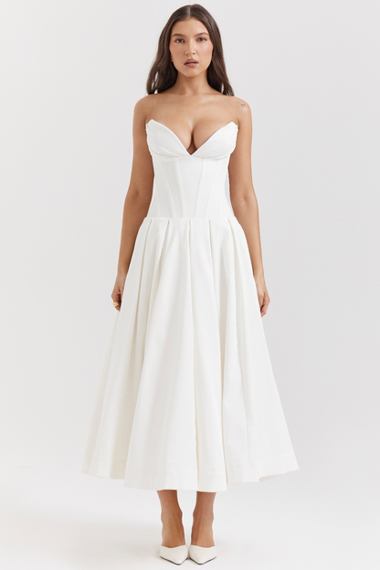 Livette - Strapless Corset Midi Dress