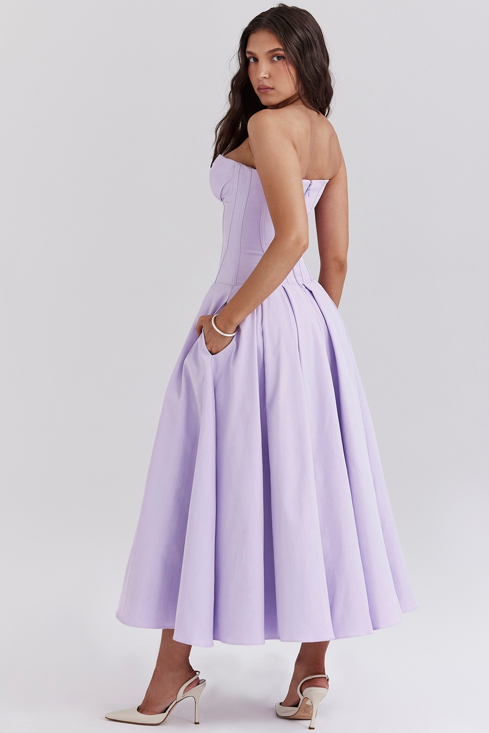 Livette - Strapless Corset Midi Dress