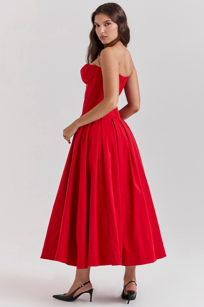 Livette - Strapless Corset Midi Dress