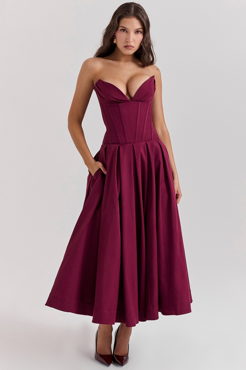 Livette - Strapless Corset Midi Dress