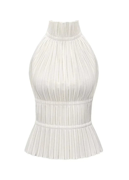 Olivienne – Pleated backless top with neck closure