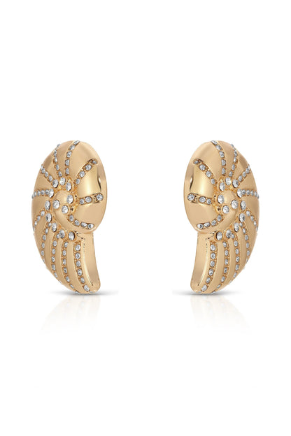 Crystal Shell Earrings - 18k Gold Plated