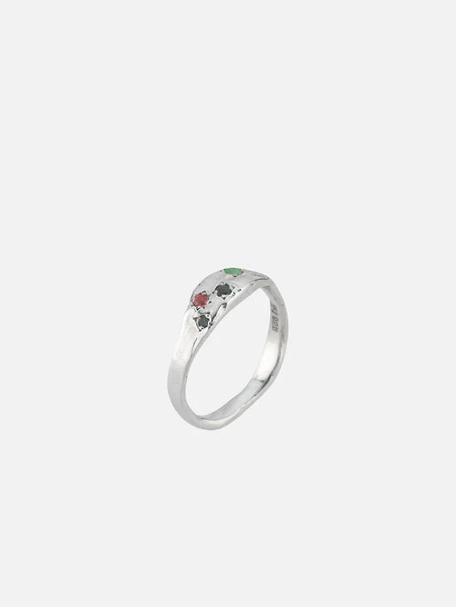 JEWELS FOR JOY Aster Ring – gümüş, renkli taşlar, yandan görünüm
