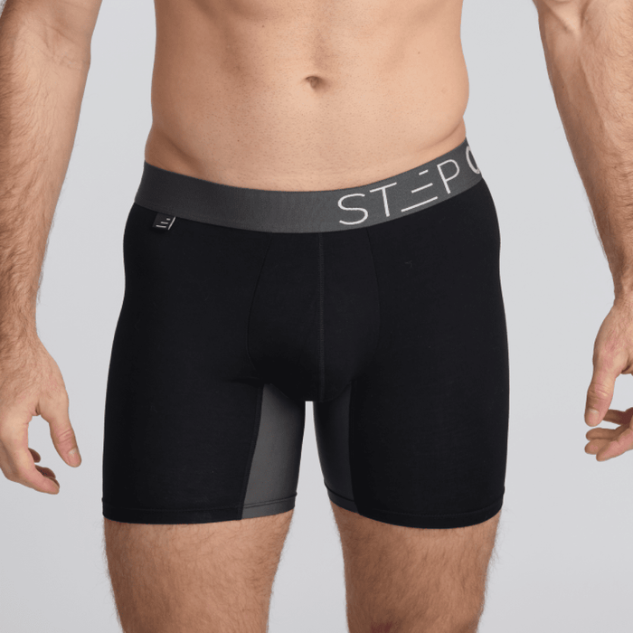 [EXP-A] Men's Bamboo Underwear Boxers in black and grey - Model:Skyler