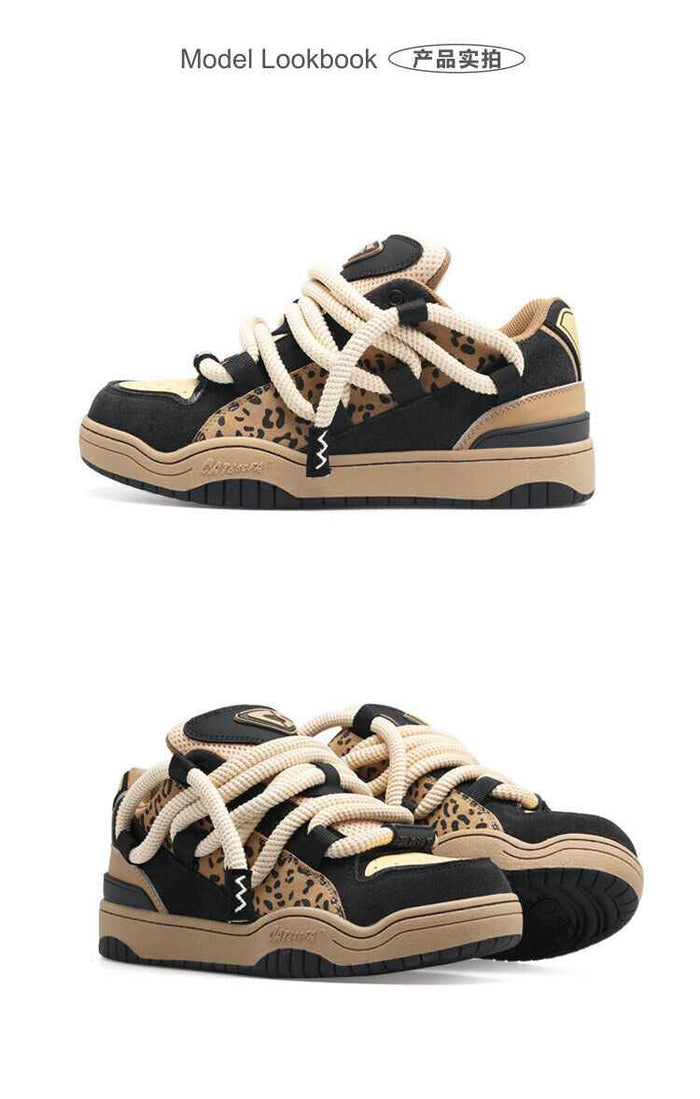 CAT&SOFA: Dirty Braid Original Leopard Print Street Board Shoes Casual Loafers - Size avaliable 35~45
