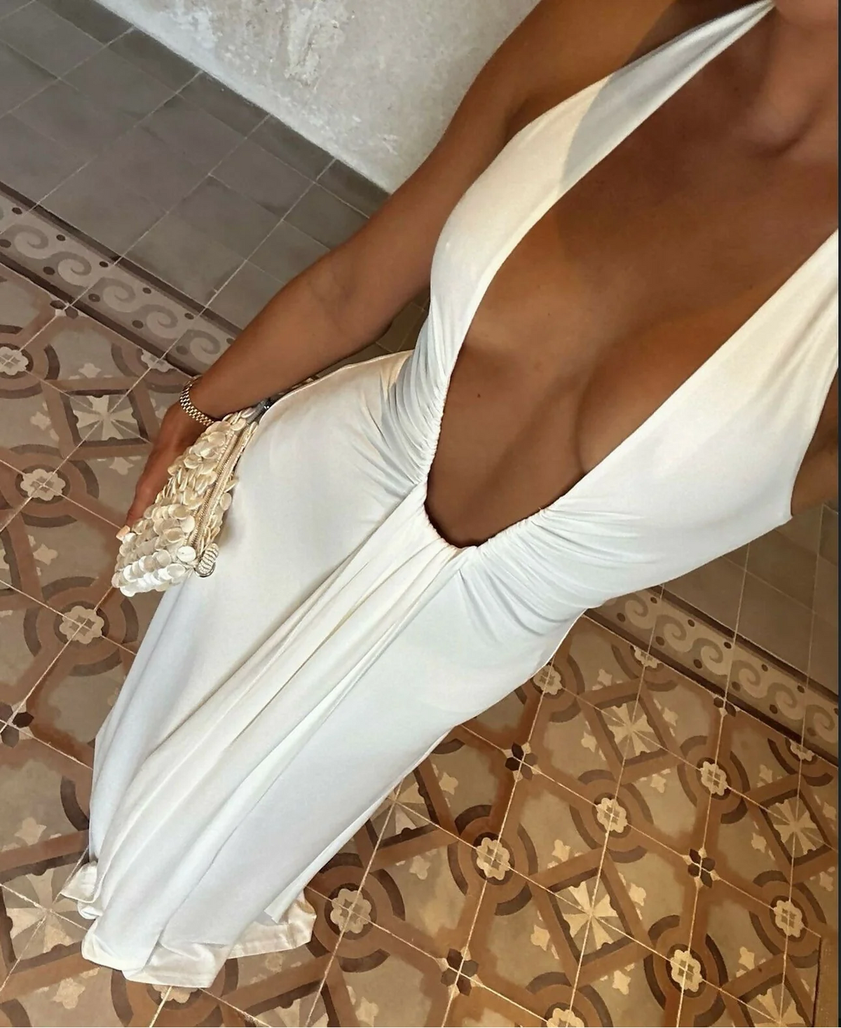 Jennifer Cupro Maxi Dress - White