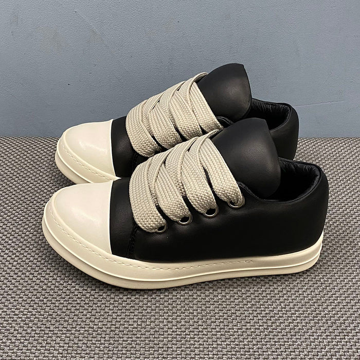 Custom-made Rick Owen Leather Platform Bread Sneakers BAPESTALOW Padded Shoes Inflatable