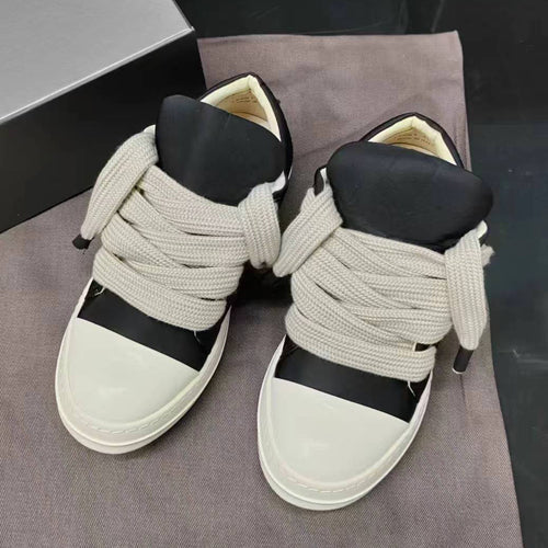 Custom-made Rick Owen Leather Platform Bread Sneakers BAPESTALOW Padded Shoes Inflatable