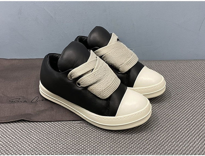 Custom-made Rick Owen Leather Platform Bread Sneakers BAPESTALOW Padded Shoes Inflatable