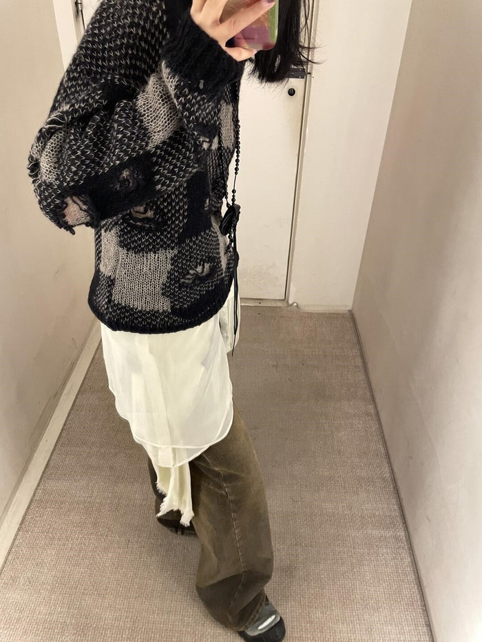 donclick Our Legacy 24FW Distressed Knit Sweater -Round Neck Destroyed Pullover