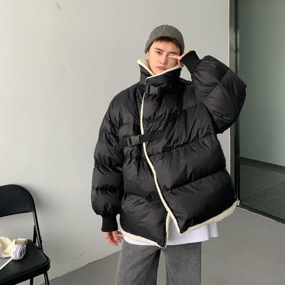Donclickin Minimalist Shearling Cotton Jacket – Korean Oversized Turn-Down Collar