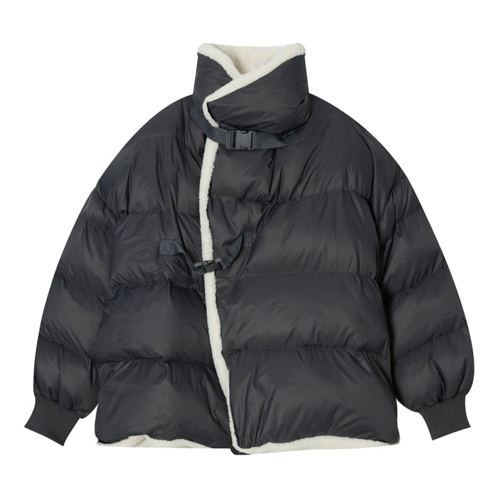 Donclickin Minimalist Shearling Cotton Jacket – Korean Oversized Turn-Down Collar