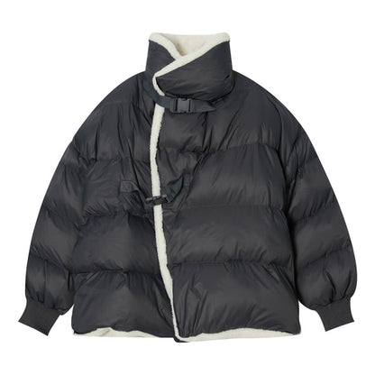 Donclickin Minimalist Shearling Cotton Jacket – Korean Oversized Turn-Down Collar