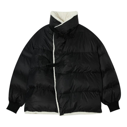 Donclickin Minimalist Shearling Cotton Jacket – Korean Oversized Turn-Down Collar