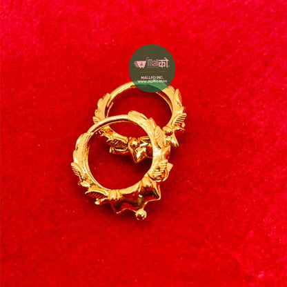 Goldplated earrings with traditional Nepali design in ring shape