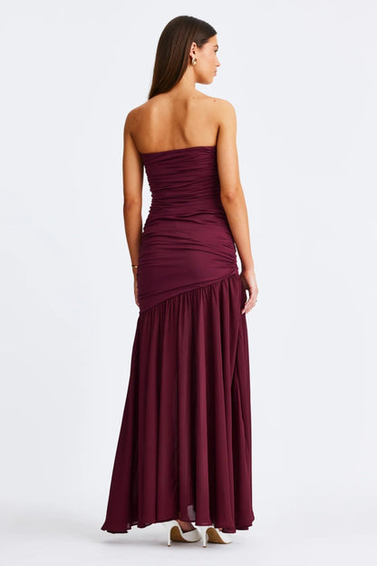 Neve Strapless Maxi Dress - Cranberry