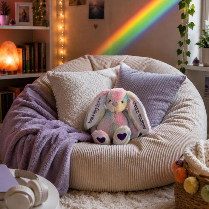 Comfort Gift for Tweens & Teens | Personalized Choose Kindness Stuffy | Love Every Bunny Plush | Encouragement Gift Salt and Sparkle