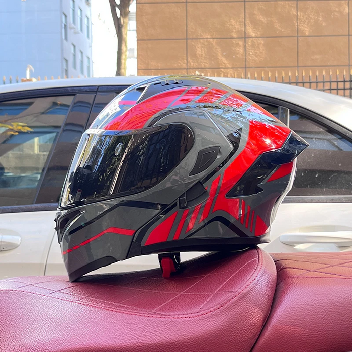 Mecha /3C DOT Certified Unisex Dual Visor Bluetooth Full-Cover Motorcycle Helmet