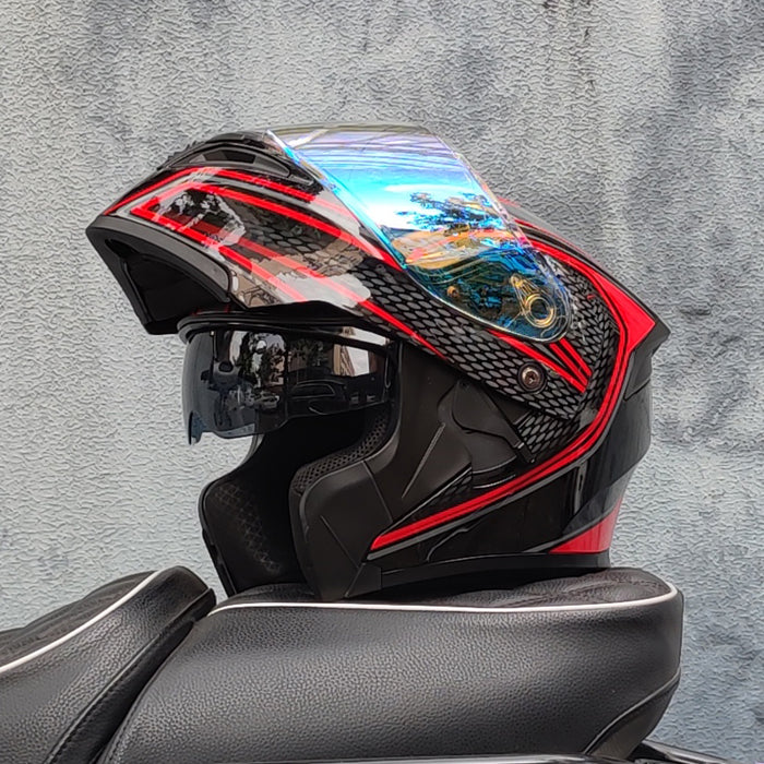 Mecha / 3C DOT Full Face Dual Visors Unisex /Bluetooth Motorcycle Helmet