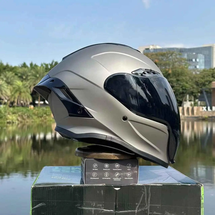 Mecha NBTK Motorcycle Helmet - Full-Cover Retro Design Bluetooth 3C DOT & Dual Visor