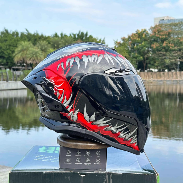 Mecha NBTK Motorcycle Helmet - Full-Cover Retro Design Bluetooth 3C DOT & Dual Visor