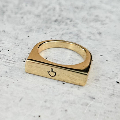 Middle Finger Gold or Silver Flat Top Ring Salt and Sparkle
