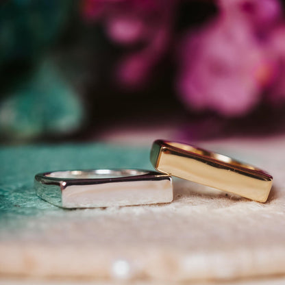 Middle Finger Gold or Silver Flat Top Ring Salt and Sparkle