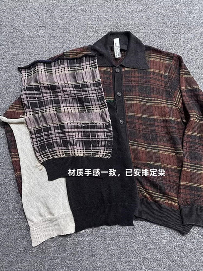 Our Legacy Evening Polo Hemp Check Knitwear - Malard Colorway Striped