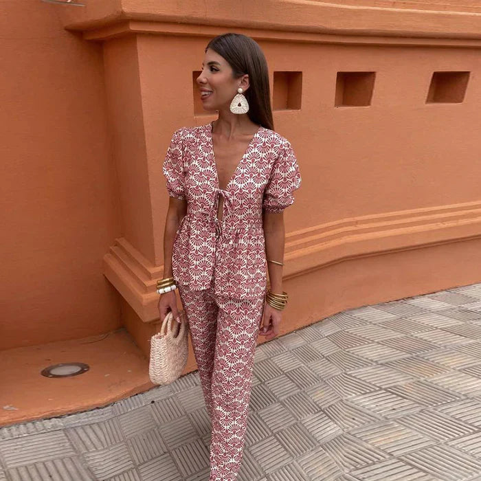 Liora – Summer Two-Piece Set with Statement Print