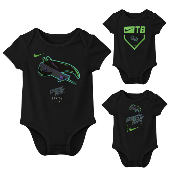 Rays Nike Black City Connect Skateray 3 Pack Onesie Set
