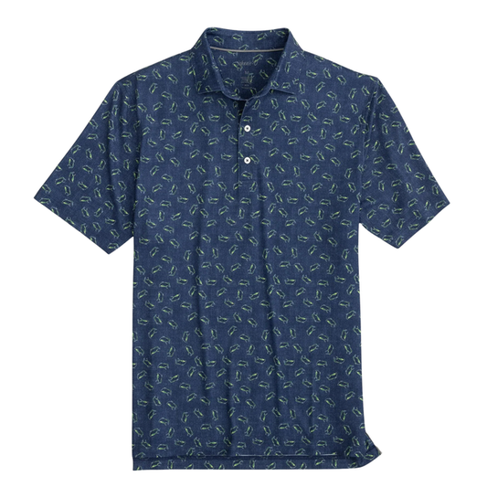 Rays Men's Johnnie-O Navy Exeter All Over Alt Logo Polo
