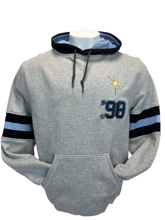 Rays Men's New Era Chenille '98 Burst Gray Hoodie
