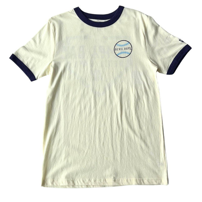 Rays Men's New Era Cream Devil Rays Home Plate Ringer T-Shirt - The Bay Republic | Team Store of the Tampa Bay Rays & Rowdies