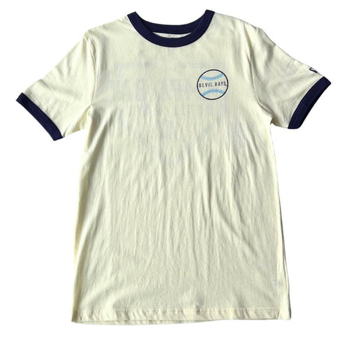 Rays Men's New Era Cream Devil Rays Home Plate Ringer T-Shirt - The Bay Republic | Team Store of the Tampa Bay Rays & Rowdies