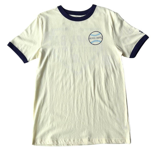 Rays Men's New Era Cream Devil Rays Home Plate Ringer T-Shirt - The Bay Republic | Team Store of the Tampa Bay Rays & Rowdies
