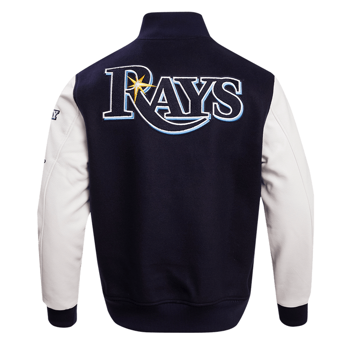 RAYS MEN'S NAVY RFC PROMAX WOOL VARSITY LETTERMAN JACKET - The Bay Republic | Team Store of the Tampa Bay Rays & Rowdies