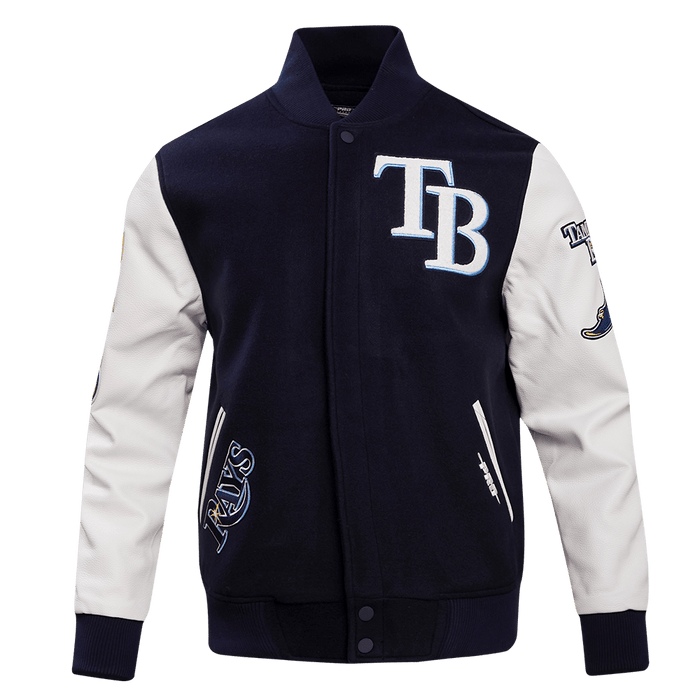 RAYS MEN'S NAVY RFC PROMAX WOOL VARSITY LETTERMAN JACKET - The Bay Republic | Team Store of the Tampa Bay Rays & Rowdies