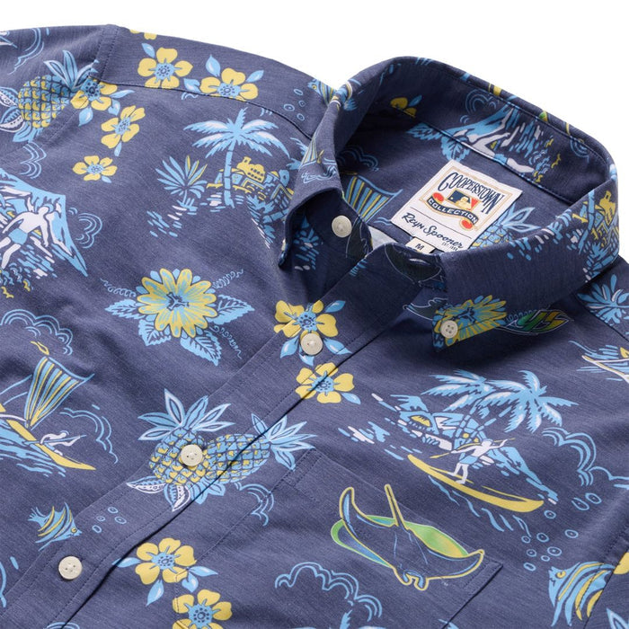 Rays Men's Reyn Spooner Navy Devil Rays Kekai Performance Button Up Polo