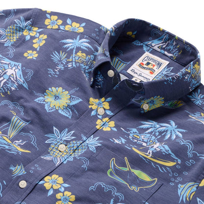 Rays Men's Reyn Spooner Navy Devil Rays Kekai Performance Button Up Polo