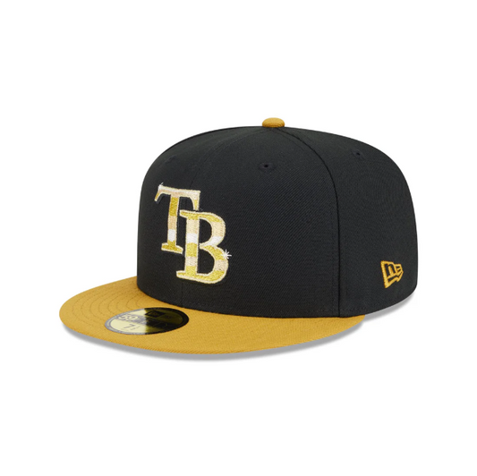 Rays New Era Black Gold TB 59Fifty Day Fitted Hat