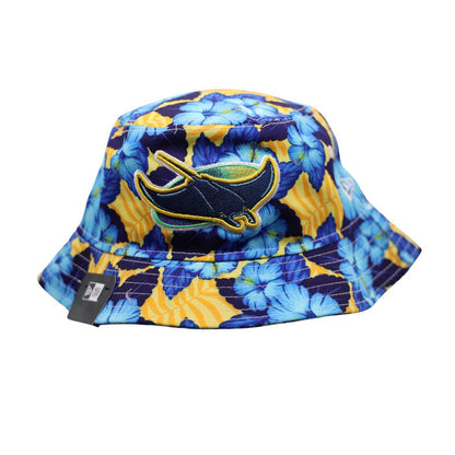 Rays New Era Yellow and Blue Devil Rays Floral Bucket Hat