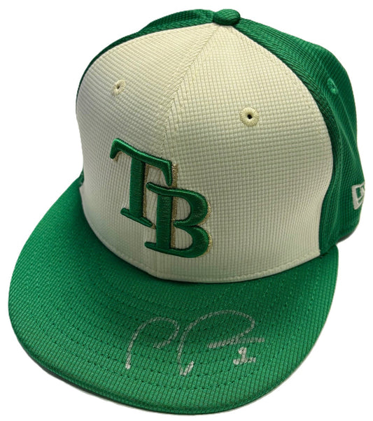 Rays Richie Palacios Team Issued Authentic Autographed St. Patrick's Day Hat